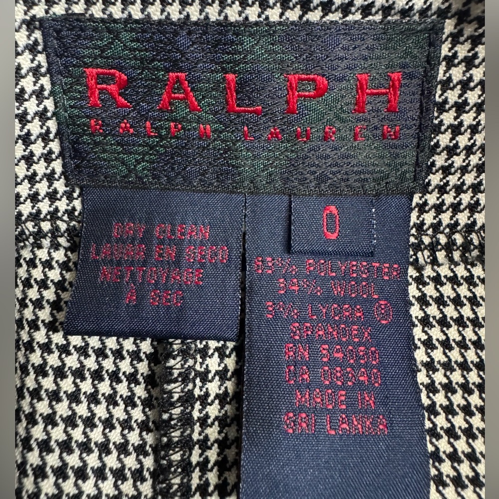 Ralph by Ralph Lauren White Black Houndstooth Wool Blend Zip Up Skirt Size 0 - Picture 5 of 5